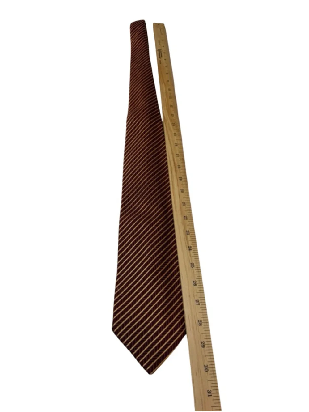 Ermenegildo Zegna Silk Cotton Tie Burgundy Gold Stripe Italy Luxury
